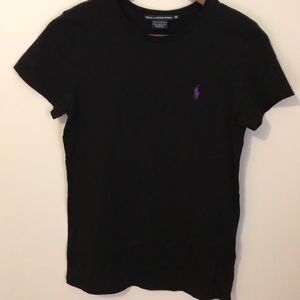 Ralph Lauren black t shirt with purple logo